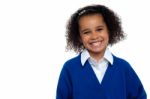 Pretty Elementary School Girl, Curly Hair Stock Photo