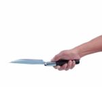 Hand Holding Garden Tool Equipment Isolated White Stock Photo