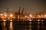 Nightly Container Harbour Stock Photo