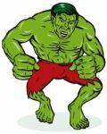 Green Man Flexing Stock Photo