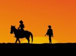 Woman Riding Horse At Sunset Stock Photo