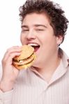 Chubby Man And Food Stock Photo