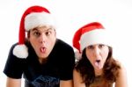 Funny Young Christmas Couple Stock Photo