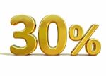 3d Gold 30 Thirty Percent Discount Sign Stock Photo