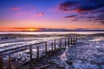 Cleveland Jetty At Sunset Stock Photo