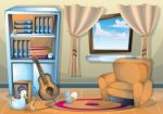 Cartoon  Illustration Interior Living Room Stock Photo