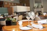 Dining table in restaurant Stock Photo