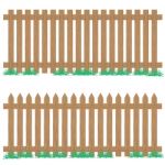 Wooden Fence With Grass Isolated On Background. Wooden Fence Stock Photo