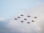 Red Arrows Display Team 50th Anniversary At Biggin Hill Airport Stock Photo