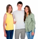 Smiling Teenage Friends Standing Stock Photo