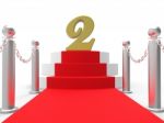 Golden Two On Red Carpet Shows Movies Awards Or Second Place Stock Photo