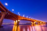 Seongsu Bridge At Night In Seoul,korea Stock Photo