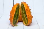 Horned Melon Fruit Stock Photo