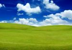 Grass And Sky With Cloud Stock Photo