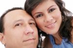 Closeup Portrait Of A Sweet Young Couple Smiling Together Stock Photo