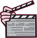 Movie Clapboard Hand Cartoon Stock Photo