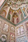 Detail Of Decorated Gateway In Amber Fort Stock Photo