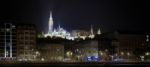 Matthias Church Illuminated At Night In Budapest Stock Photo