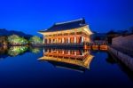 Gyeongbokgung Palace At Night In Seoul,korea Stock Photo