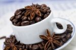 Cup Full Of Coffee Beans Stock Photo