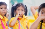 Primary Students Visit The Zoo, In The Jul 27, 2016. Bangkok Thailand Stock Photo