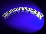 Procedures Dice Represent Strategic Process And Steps Stock Photo
