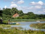 Horse Riding And Walking The Dog By The River Alde Stock Photo