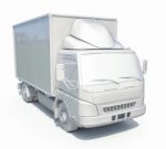 3d White Delivery Truck Icon Stock Photo