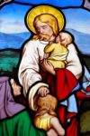 Religious Stained Glass Window Stock Photo