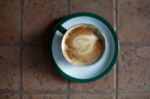 Coffee Cup On Ceramic Table Stock Photo