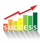 Business Graph Chart With Red Rising Arrow Isolated Over White B Stock Photo