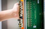 Fix Network Switch In Data Center Room Stock Photo