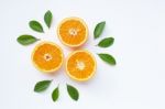 Fresh Orange Citrus Fruit Isolated On White Background Stock Photo