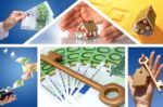 Invest In Real Estate. Business Collage Stock Photo