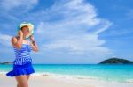 Beautiful Woman On Beach In Thailand Stock Photo