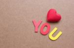 Love You,valentines Day Background With Red Heart Shape And Letter Stock Photo