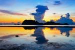 Sunrise At Hat Sai Ri Beach In Chumphon Stock Photo