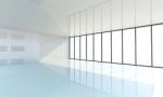 Empty White Room With The Large Window Stock Photo