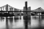 Story Bridge In Brisbane. Black And White Stock Photo