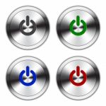 Metallic Power Button Stock Photo