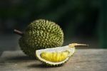 Yellow Durian On Table Stock Photo