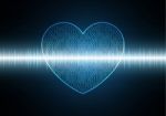 Technology Cyber Binary Love Heart With Wave Signal Stock Photo