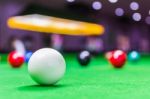 Snooker Ball On Snooker Table Stock Photo