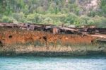 Sunk Shipwrecks At Tangalooma Island In Moreton Bay Stock Photo