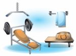 Cartoon  Illustration Interior Fitness Room With Separated Layers Stock Photo