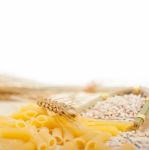 Italian Pasta Penne With Wheat Stock Photo