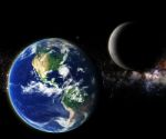 Earth And Moon In Galaxy Space Element Finished By Nasa Stock Photo