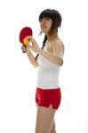 Lady Serving Pingpong Stock Photo