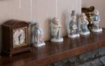 Ornaments And Clock On 1950s Mantelpiece Stock Photo