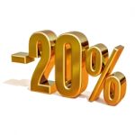 3d Gold 20 Twenty Percent Discount Sign Stock Photo